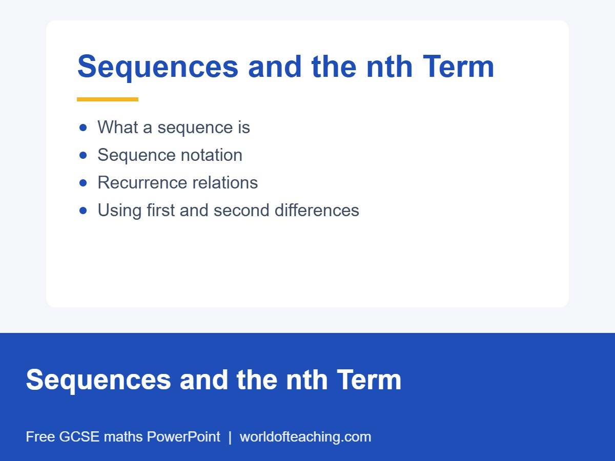 Sequences and the nth Term PowerPoint